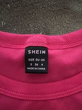 SHEIN Vibrant Pink Crewneck Tee